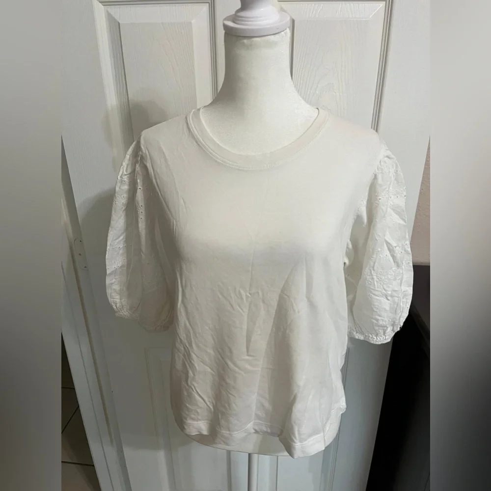 (N) Zara White Puff Sleeve Top